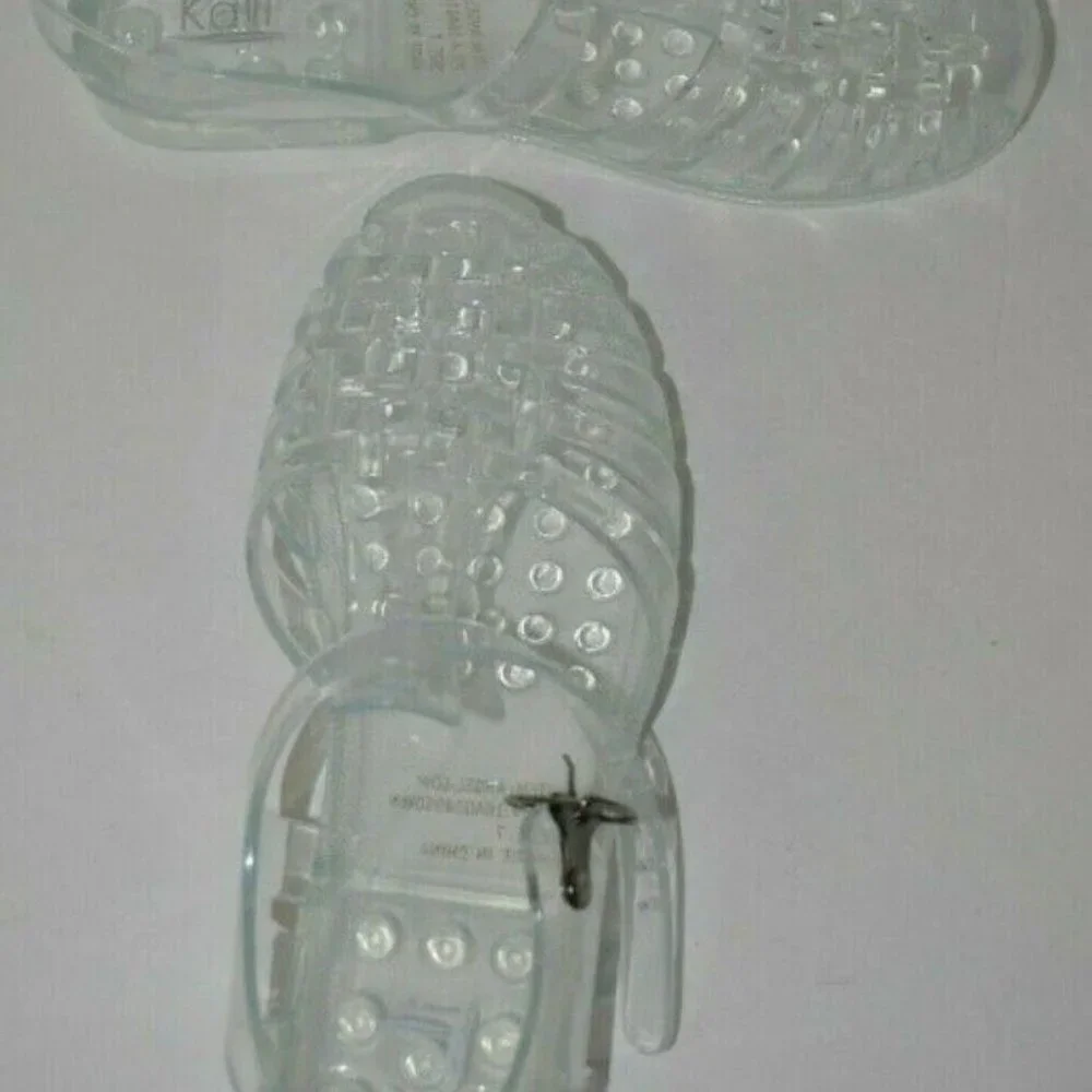 Women Low Flat Heel Gladiator Water Summer Shoes Jelly Fisherman Sandals CLEAR